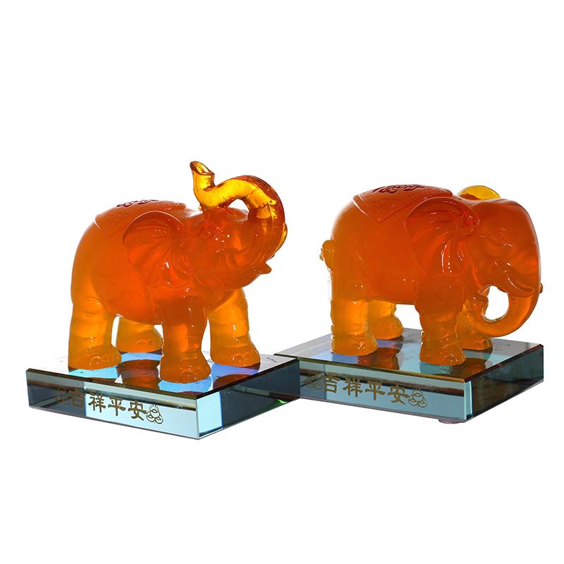 Cặp tượng voi phong thủy đá ngọc chiêu tài vượng khí “ Báu Vật May Mắn “ mã A5 KHÔNG  đế