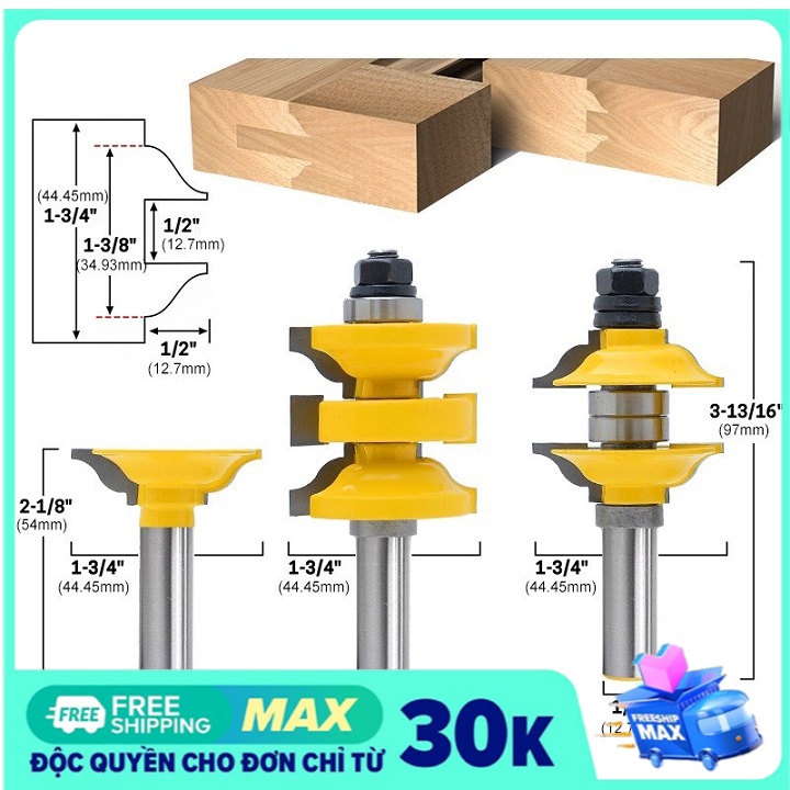 Bộ mũi phay gỗ - mũi soi cánh cửa gỗ loại to