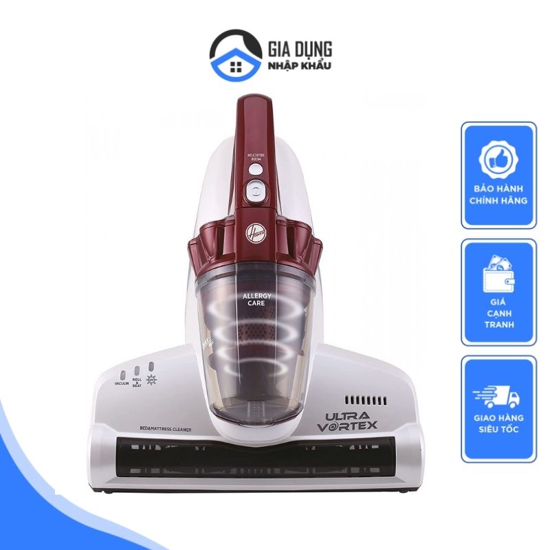 Máy Hút Bụi Giường Nệm Cầm Tay Hoover MBC500UV,  Công Suất 500W, Bàn Chải Quay Siêu Mạnh 4.200 vòng /phút, Bộ Lọc Hepa Kèm Tia UV Giúp Diệt 99,9% Vi Khuẩn, Bụi Mịn, Nhập Đức, BH 12 Tháng