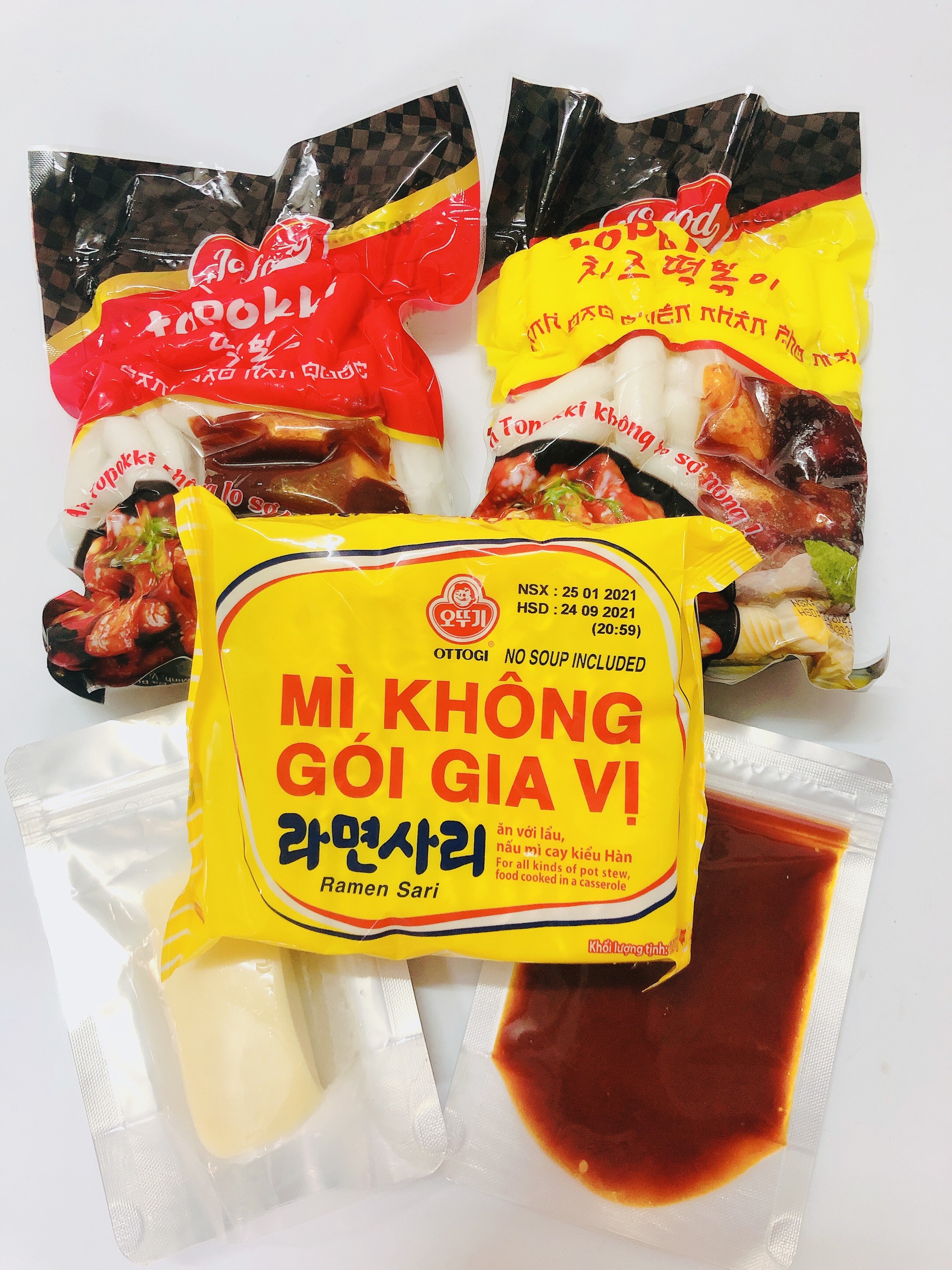 500g bánh gạo tokbokki +500g tok nhân phô mai JoFood+100g phô mai Moza+100g sốt kèm 1 gói mì 110g_minhnhatfood