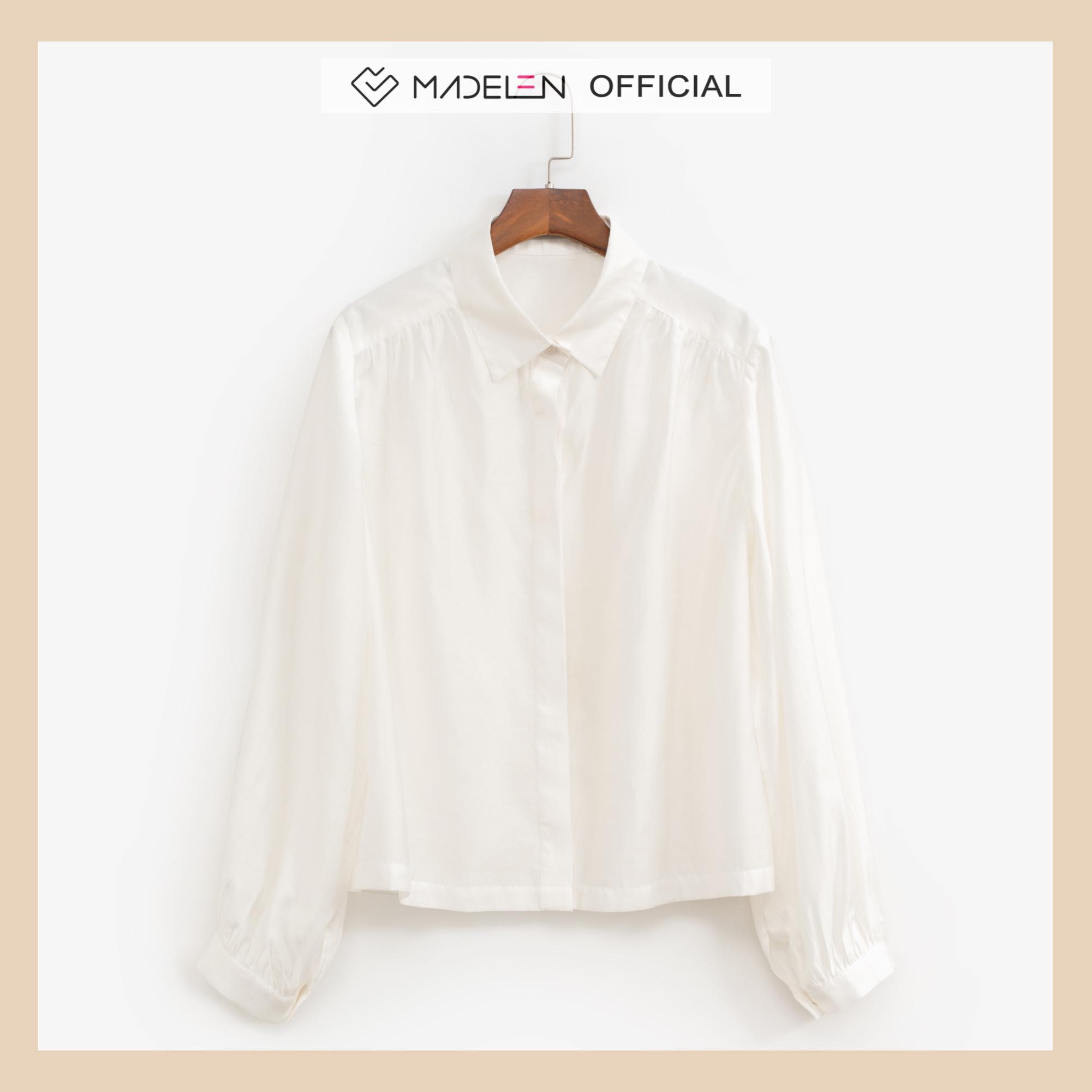 Sơ mi cổ đức tay bồng madelen