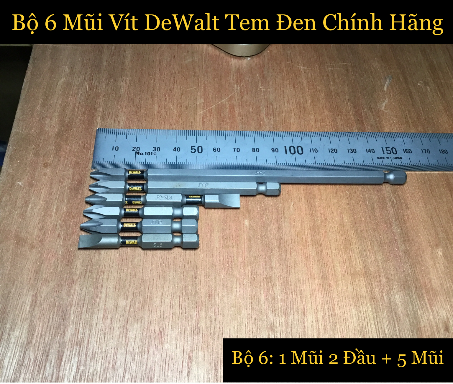 Bộ 6 mũi vít dewalt tem đen chính hãng có từ