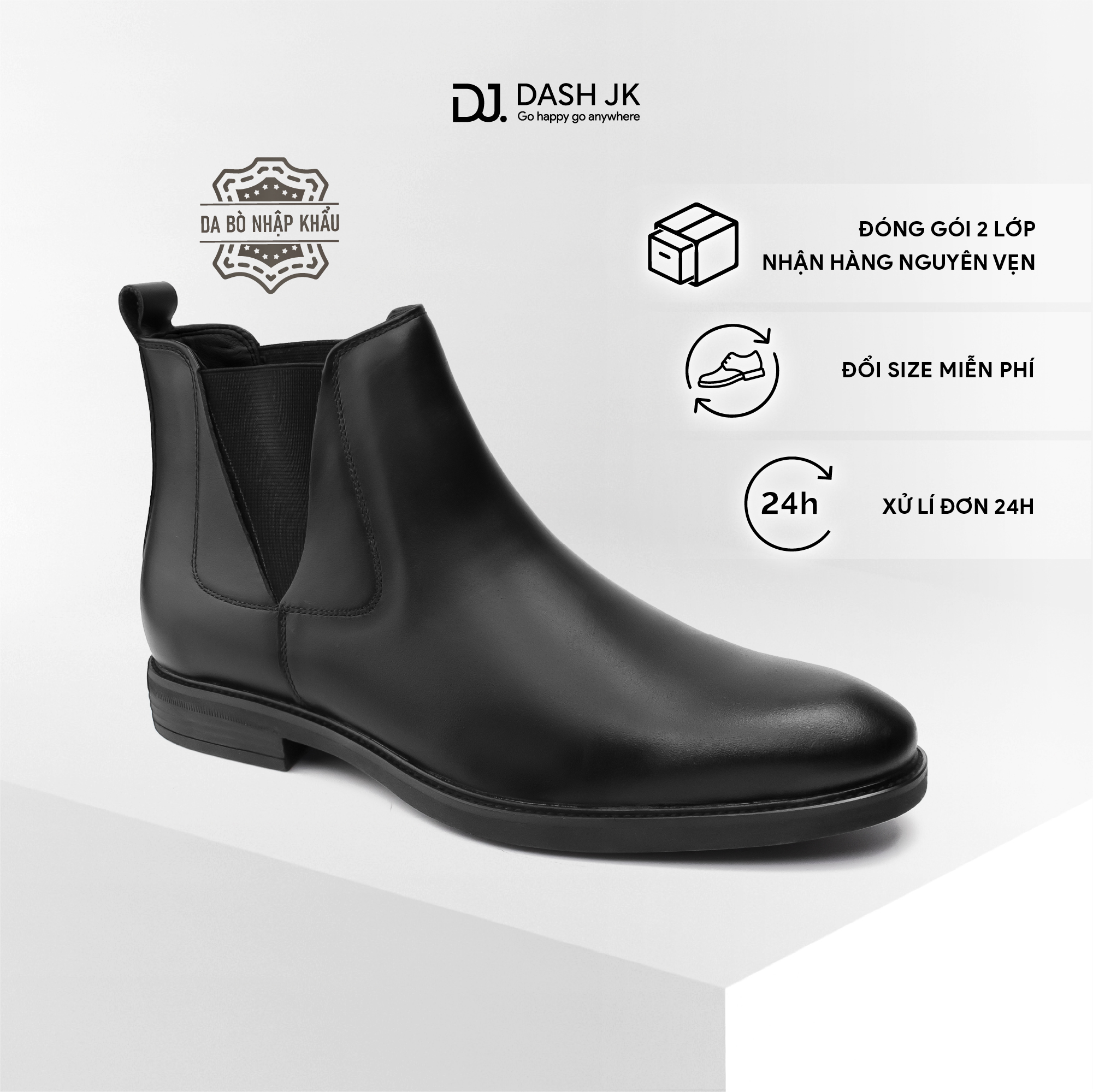 Giày chelsea boot dash jk classic phong cách cổ điển lịch lãm cao cấp