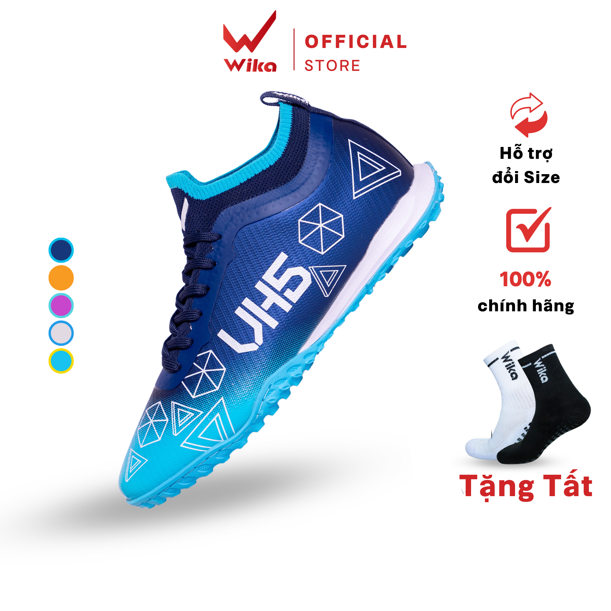 Giày đá bóng wika vh5 văn hậu chính hãng sân cỏ nhân tạo, giày wika vh5 chất liệu da tpu cao cấp, đệm lót eva