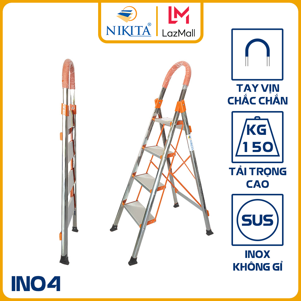Thang Ghế Inox Gia Đình 4 Bậc Nikita NKT-IN04 - Hàng Chính Hãng