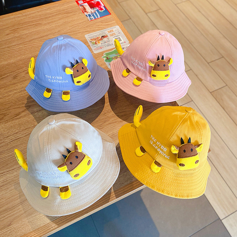 Mũ nón trẻ em vành tròn hình con bò cho bé gái 3-4 tuổi (MUTE17)