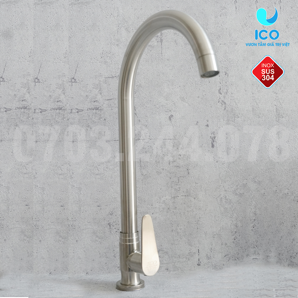 Vòi rửa chén lạnh ổ bi inox 304 ico- b01