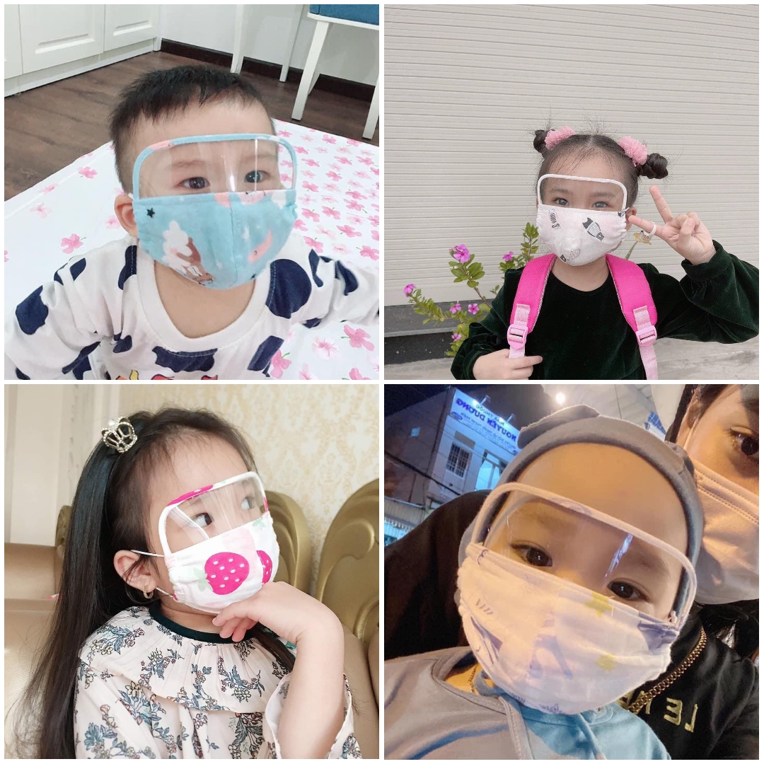 Khẩu trang kính chống giọt bắn chống bụi cho trẻ sơ sinh - 12 tuổi