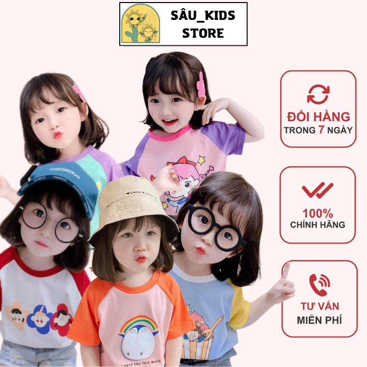 Áo Thun bé gái Áo phông trẻ em từ 3 tuổi đến 12 tuổi vải 100%cotton co giãn thoáng mát