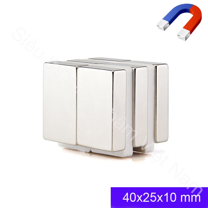 Nam châm đất hiếm 40x25x10mm lực hít siêu mạnh, nam châm màu trắng