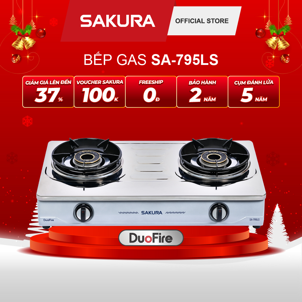 Bếp gas đôi Lửa Xoáy Kép Thế Hệ Mới SAKURA SA-795LS - Bảo hành chính hãng 24 tháng - Chỉ có tại Sakura