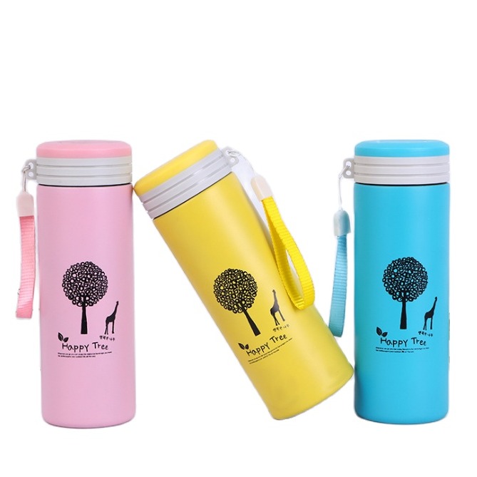 Bình uông nước inox 360ml  HAPPY TIME -  bình uống nước thép không rỉ - ly uống nước inox  - binh uong nuoc - ly uong nuoc