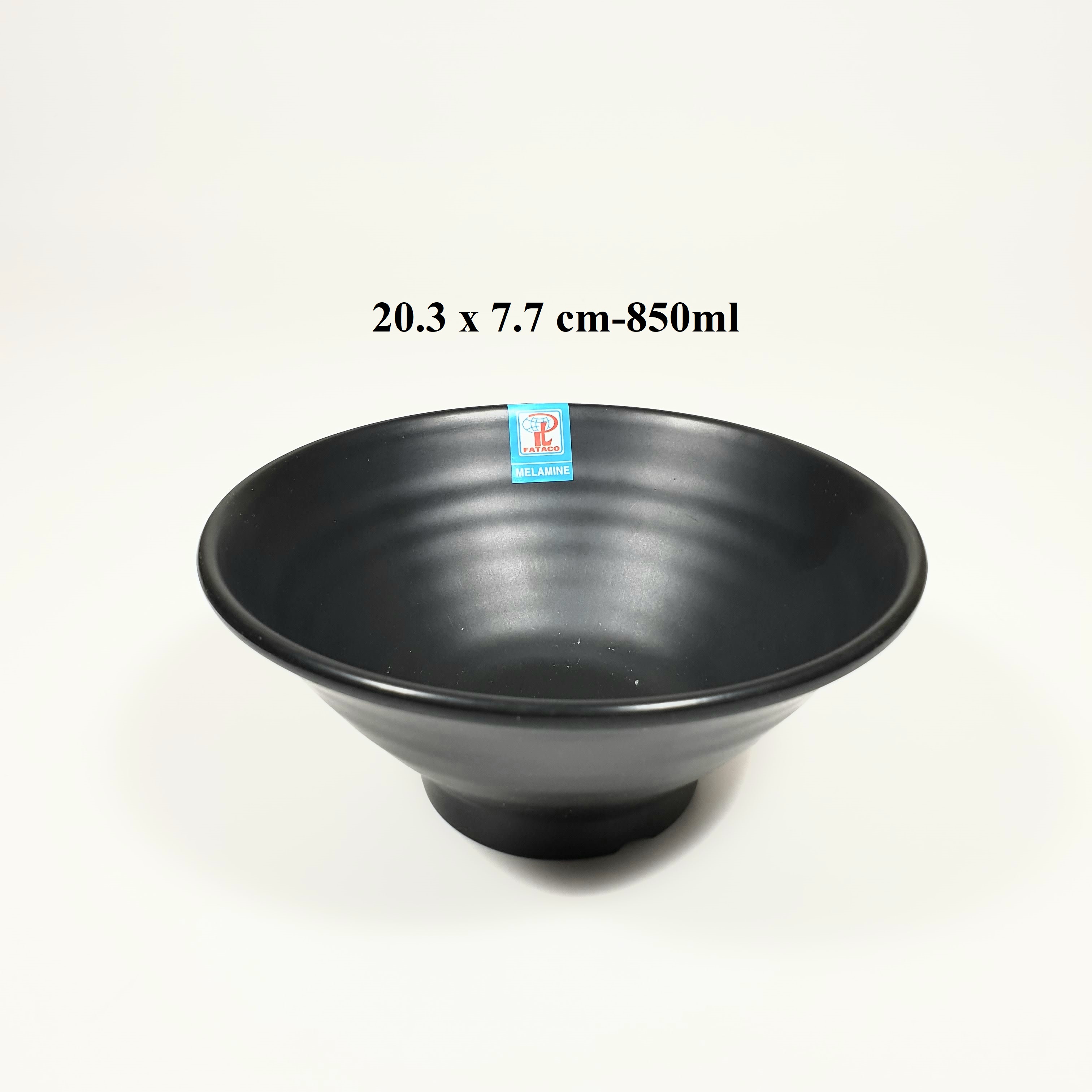 Tô tròn xoắn đựng bún,phở nhựa Melamine nhám đen Size 20cm