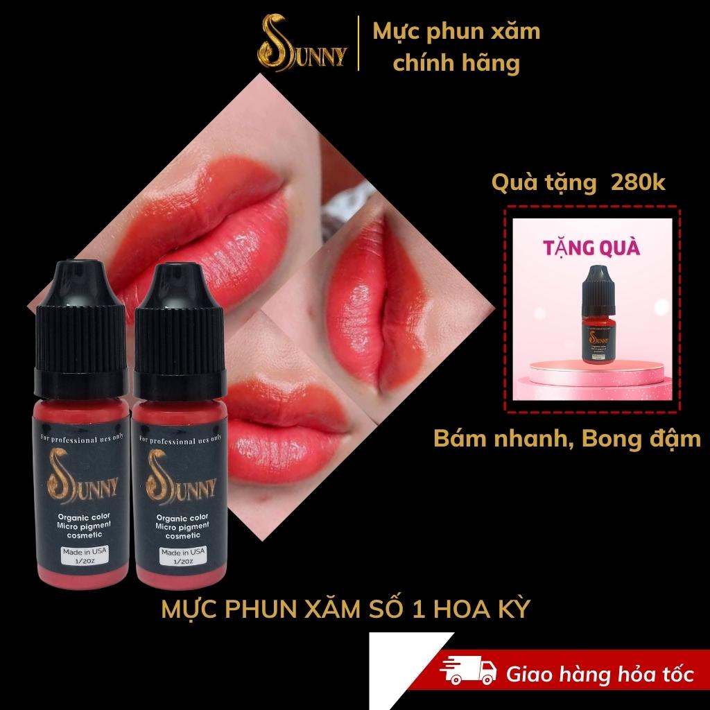Mực phun xăm khử thâm môi chính hãng hữu cơ cao cấp SUNNY MXLM01 siêu bám màu, siêu bong đậm chất mực nước sánh mịn 10ml, 5ml