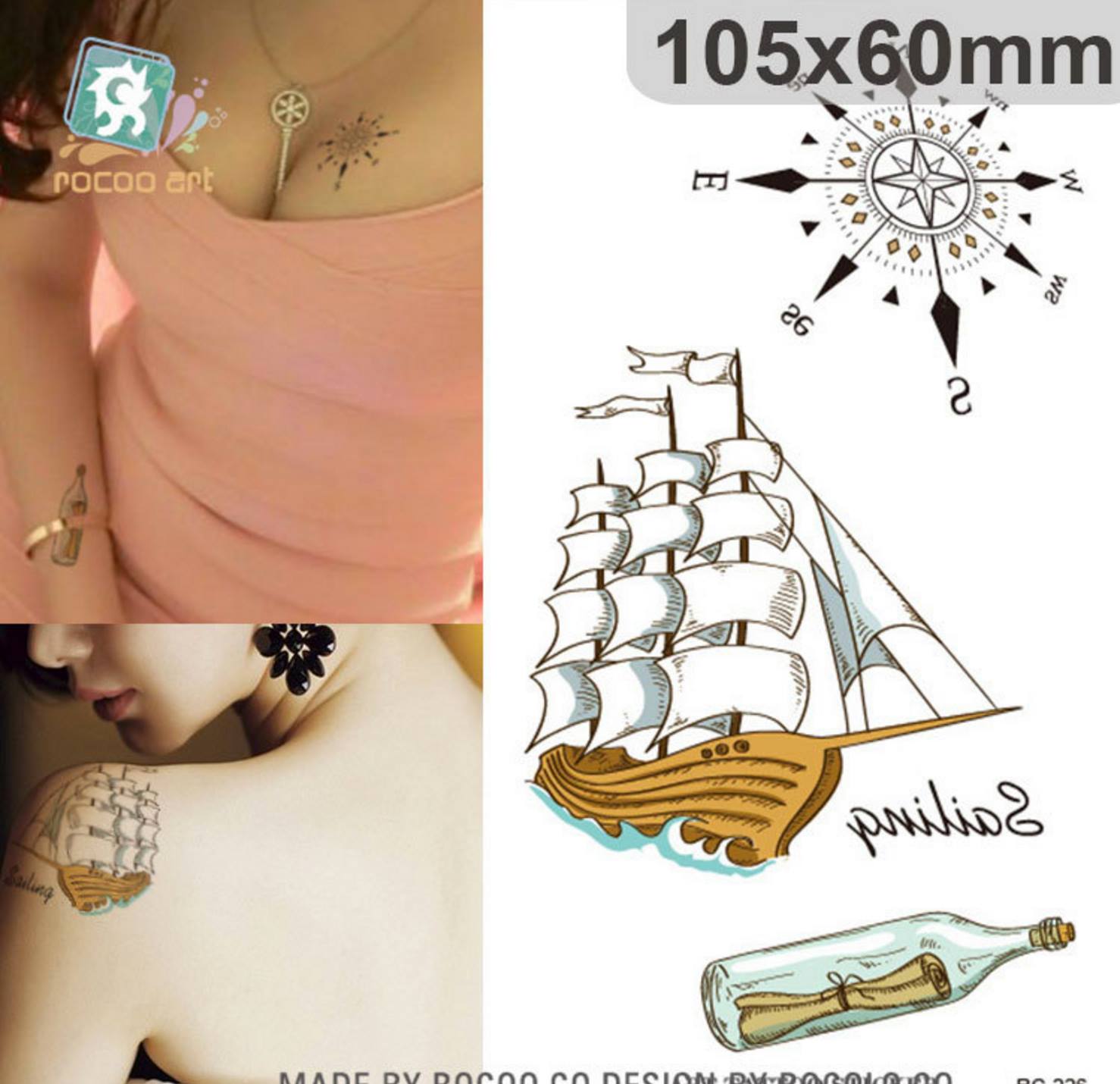 [HCM]Combo 6 tấm hình xăm hoa văn mỏ neo 10x6cm BY-183- mua 2 combo tặng 2 tấm đồng size