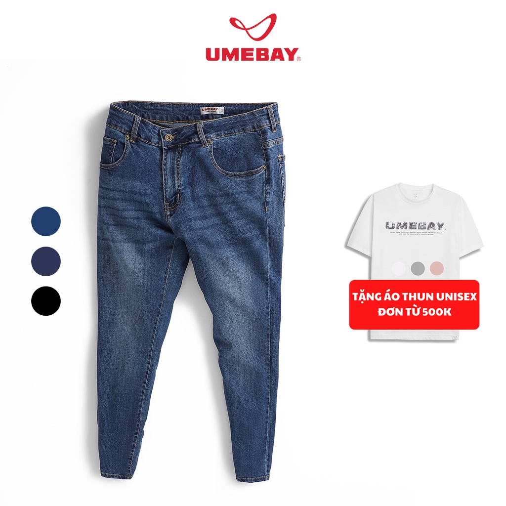 Quần jean nam slimfit Umebay UMJ310, rin bò co giãn form basic skinny trẻ trung