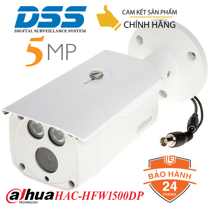 Camera HDCVI thân to 5MP hồng ngoại 80m Dahua DH-HAC-HFW1500DP - chính hãng DSS Việt Nam