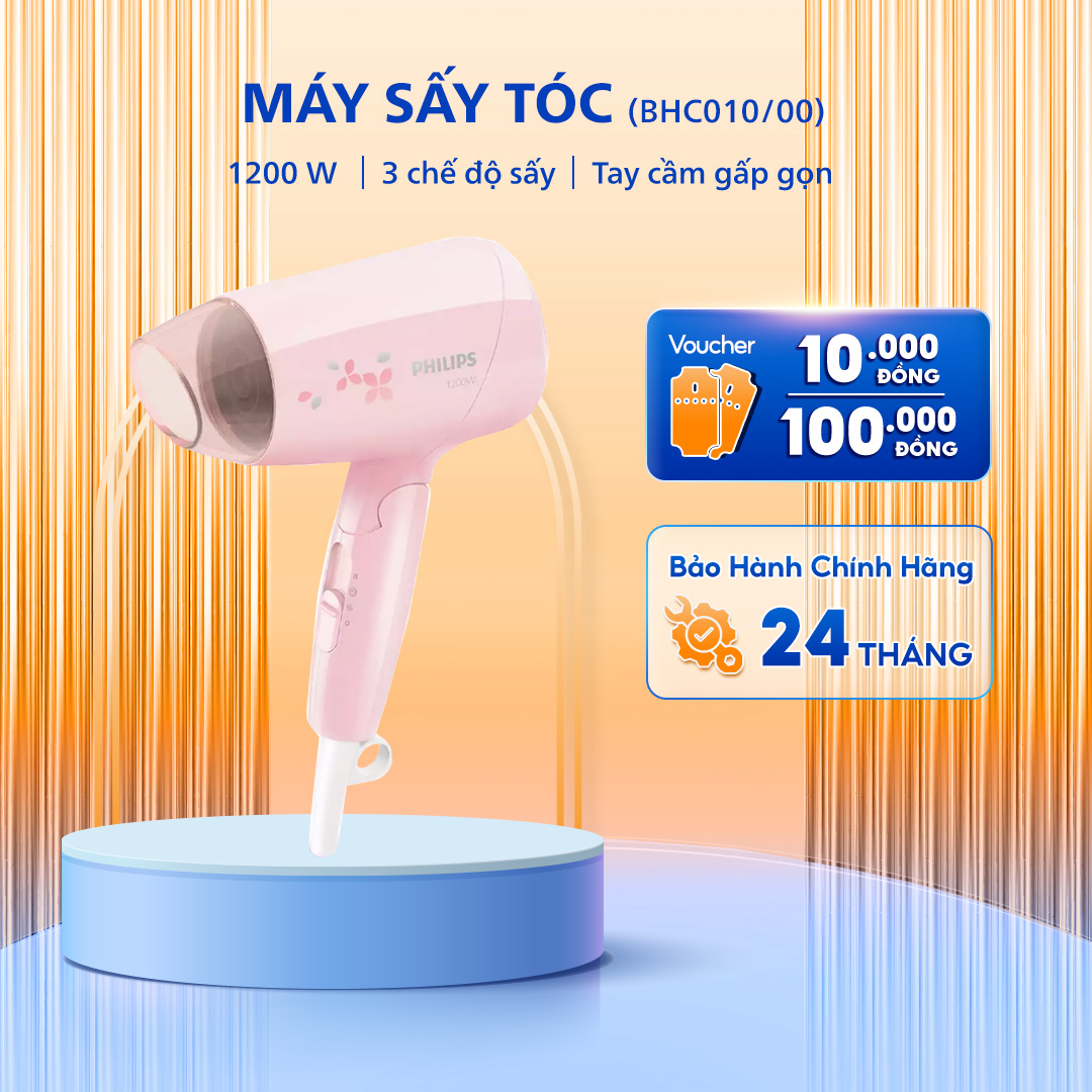 Máy sấy tóc Philips BHC010/00 - Dễ dàng chăm sóc tóc của bạn - Sấy khô tóc nhanh - Bảo hành chính hãng 2 năm