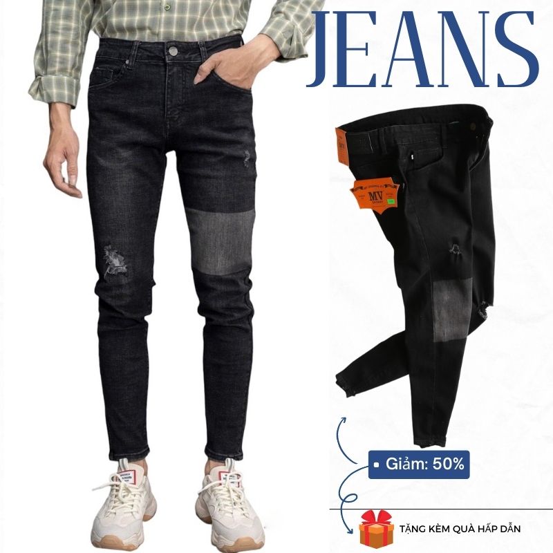 (Quà Tặng Kèm) Quần jean nam xám khói trơn phong cách streetwear