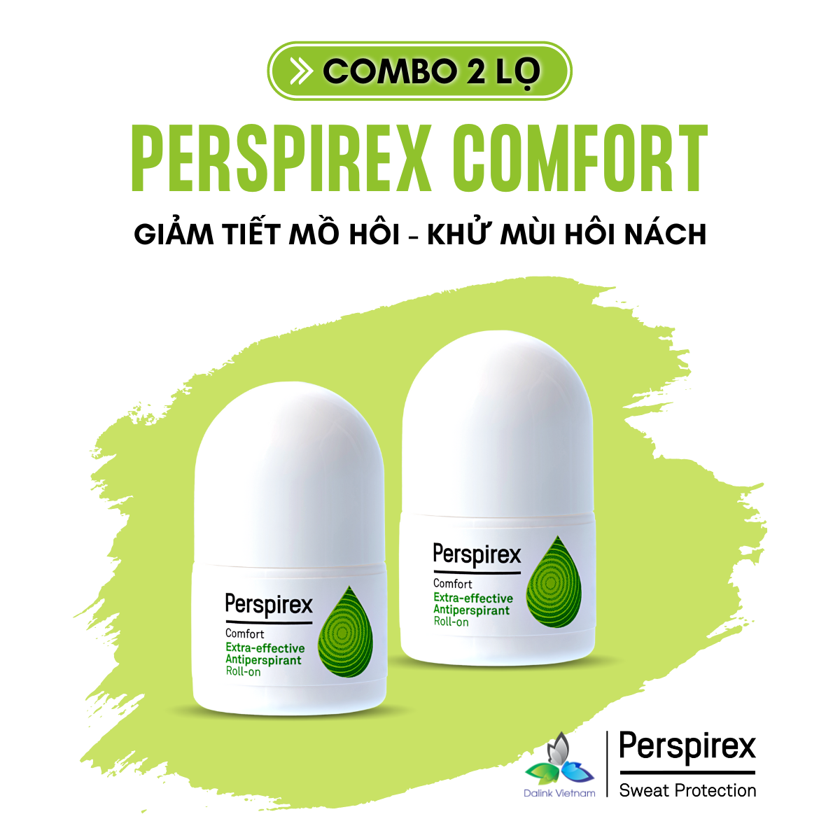 COMBO 2 LỌ Perspirex Comfort 20ml - giảm tiết mồ hôi và khử mùi hôi nách cho da nhạy cảm