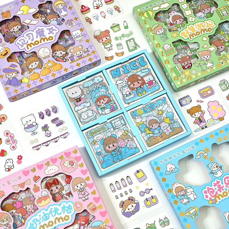 Combo sticker 2D sticker 3D dán trang trí sổ tay bình nước dễ thương giao ngẫu nhiên