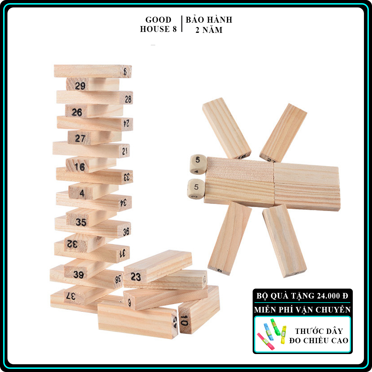 Bộ đồ chơi rút gỗ Wiss Toy 54 thanh kèm 4 con súc sắc - Bộ đồ chơi rút gỗ, trò chơi trí tuệ dành cho bé - Đồ chơi rút gỗ 54 thanh kiểu Nhật thông minh cho trẻ sáng tạo