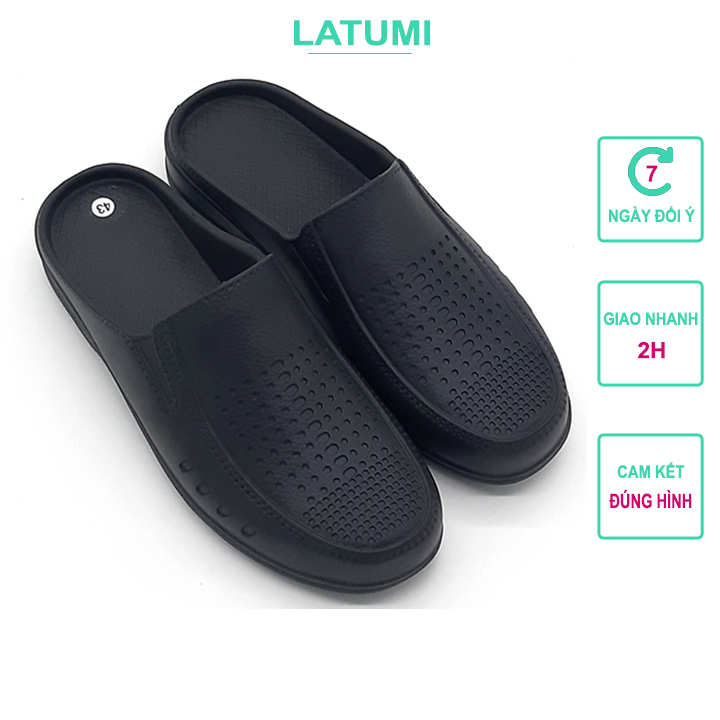 Dép sục lười bít mũi nam chất liệu siêu nhẹ êm chân thời trang Latumi TA5241 (Đen)