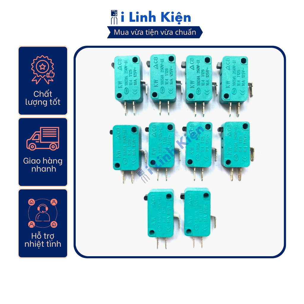 Công tắc hành trình, công tắc cửa lò vi sóng, nồi cơm điện 16A 250V màu xanh combo 10 con.