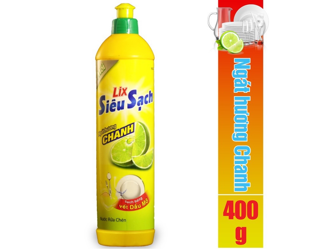 nước rửa chén lix siêu sạch hương chanh 400g ns401 2