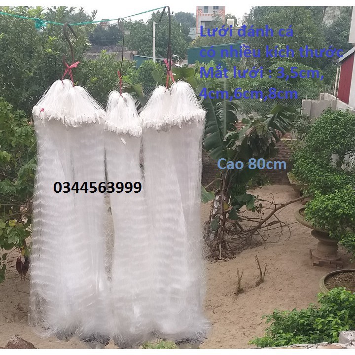 Lưới đánh cá 3 lớp then cao 80cm dài 80m bắt cá rô phi và cá từ 400g đến 2kg 5.0 (cam kết đổi trả trong 2 tuần đầu)
