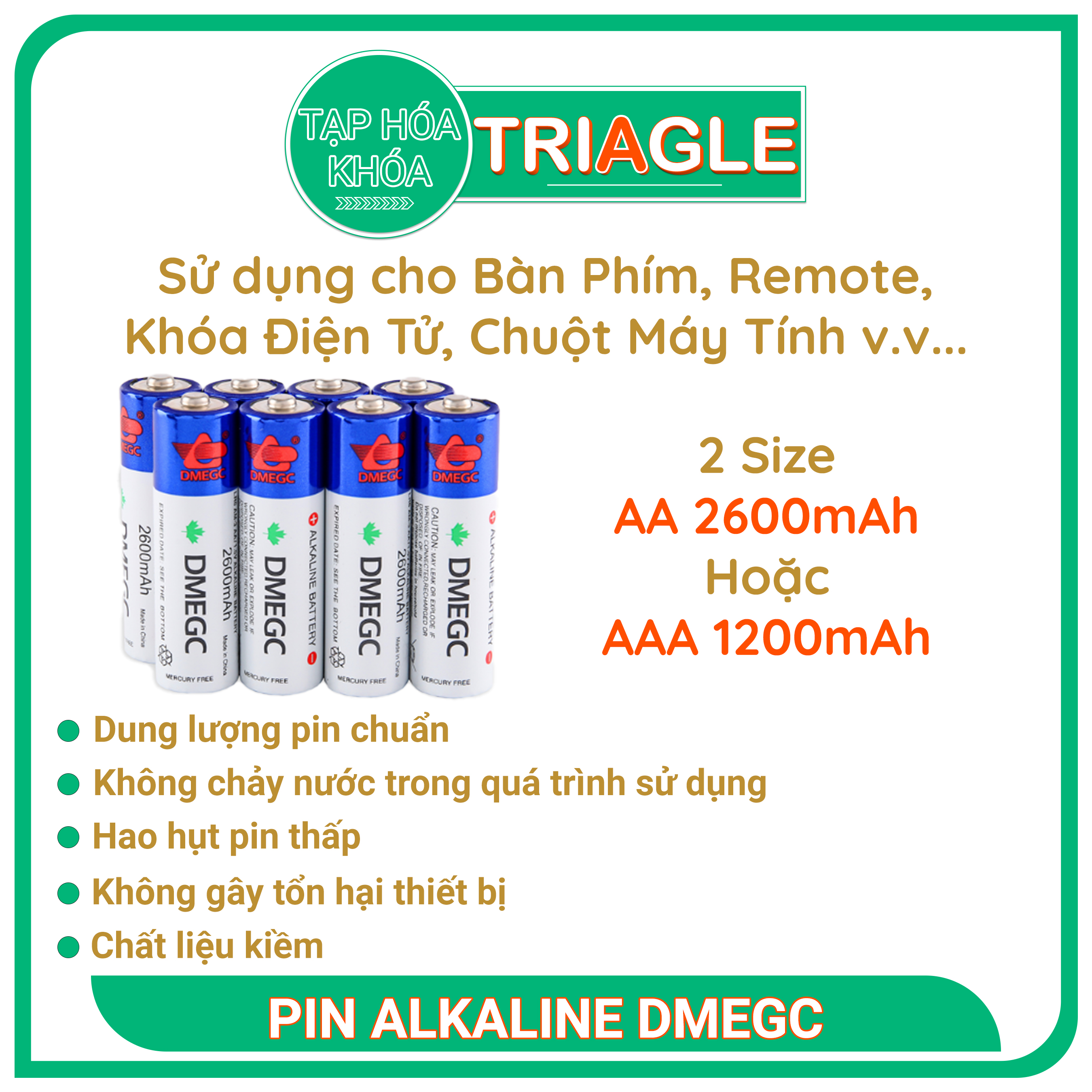 Pin Alkaline DMEGC - Dung Lượng Chuẩn - Bàn phím, chuột, đồng hồ