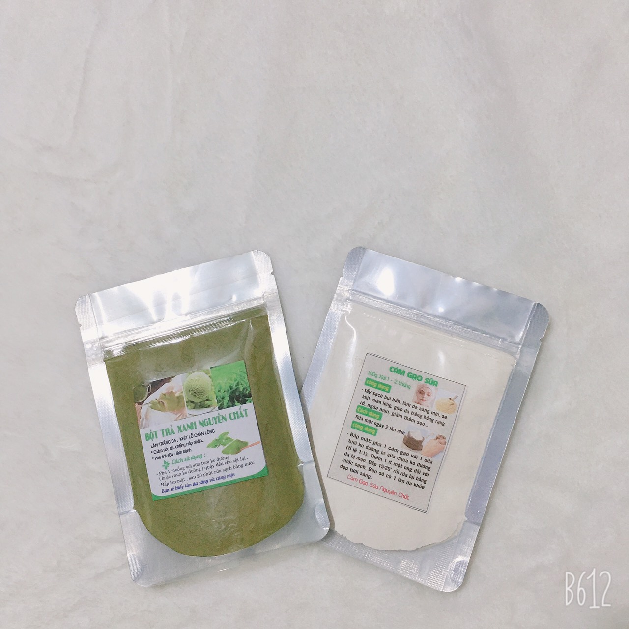 Combo Bột trà xanh + Bột cám gạo -Tr.i mụn trăng da
