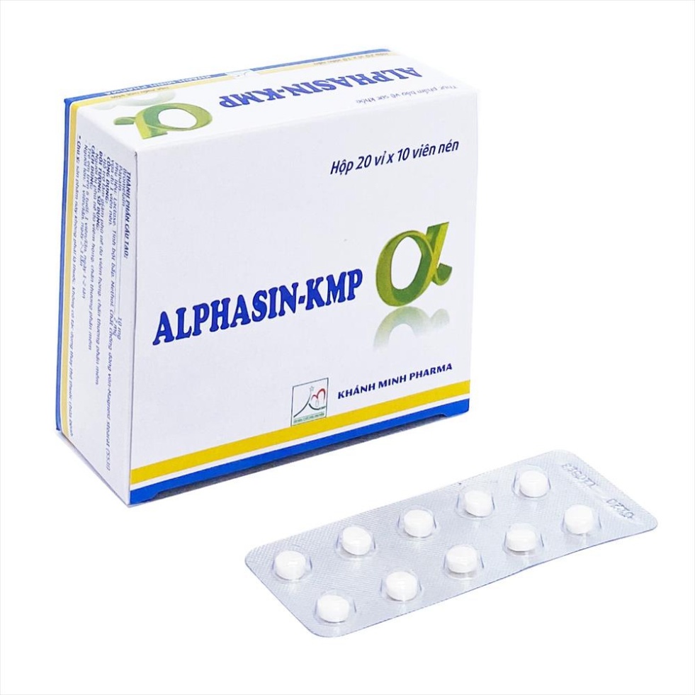 Alphachymotrypsin Alphasin KMP hỗ trợ giảm phù nề, sưng tấy - hộp 200 viên