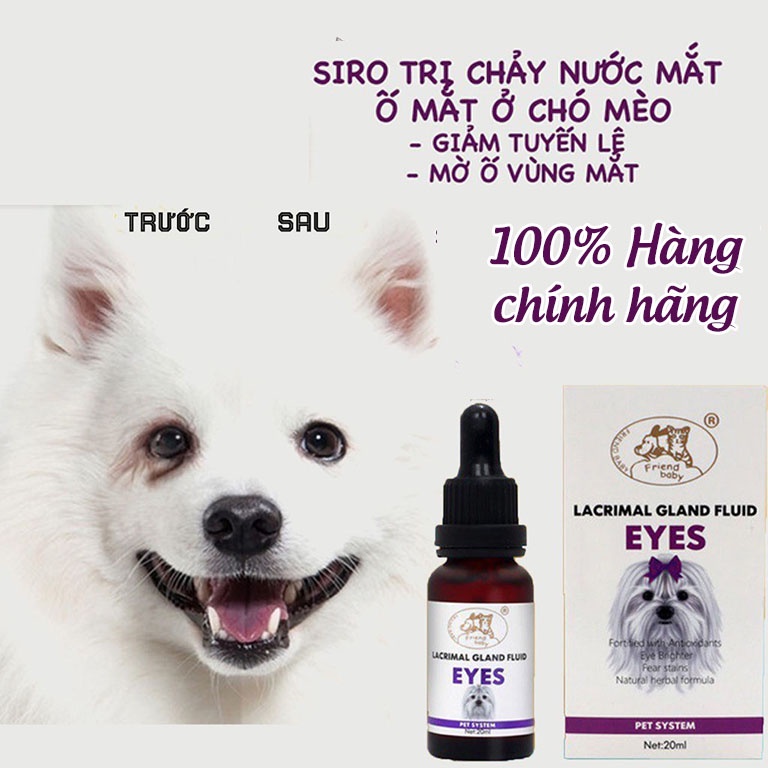 Siro uống ngăn ngừa chảy nước mắt, trị ố lông vùng mắt chó mèo Lacrimal Gland Fluid Eyes 20ml