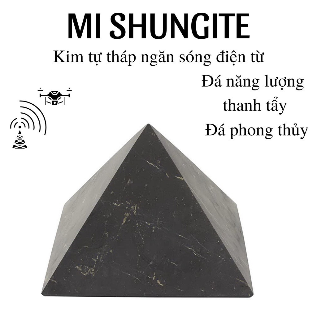 Kim tự tháp Mi shungite ngăn chặn bức xạ điện từ sóng 5G Karelia Nga đá bảo vệ, đá năng lượng thanh tẩy phong thủy