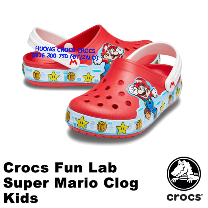 Dép sục nhựa đi mưa -crocs- trẻ em hình mario