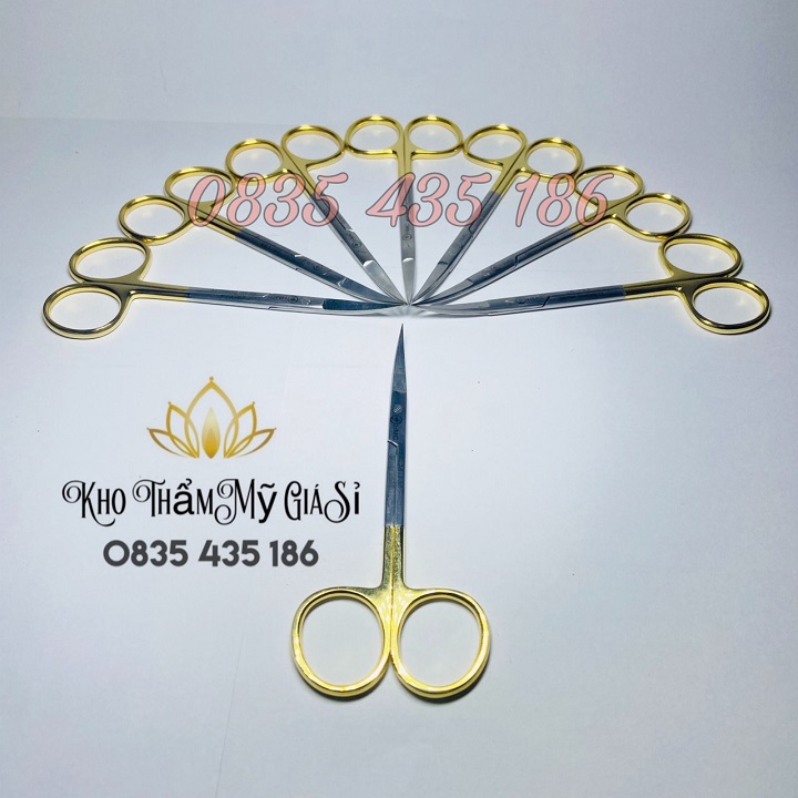 [HCM]KÉO PHẪU THUẬT - KÉO TC CONG CÁN VÀNG CAO CẤP - IRIS TC KÉO CONG 11.5CM - BỘ DAO KÉO PHẪU THUẬT