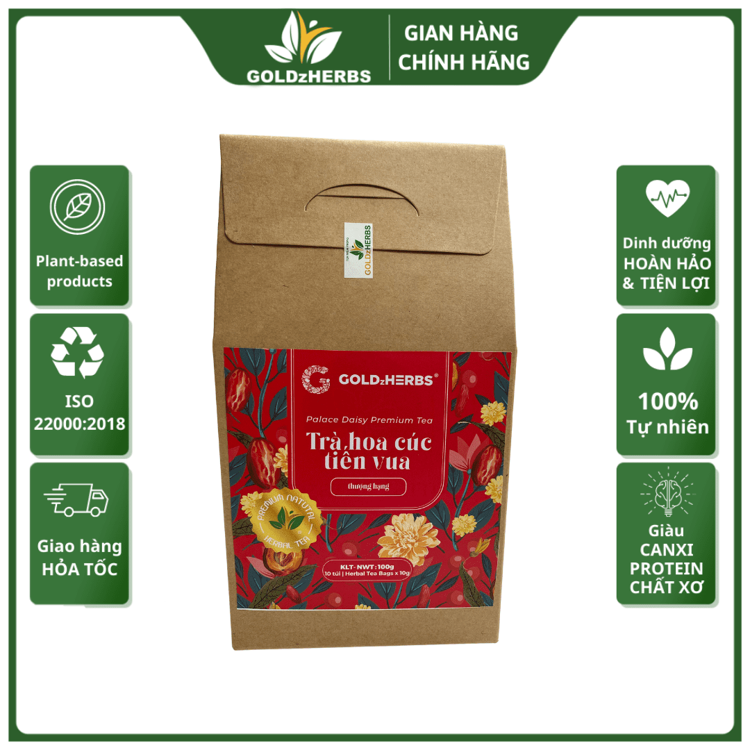 Trà hoa cúc tiến vua thượng hạng GoldzHerbs túi 15 gói
