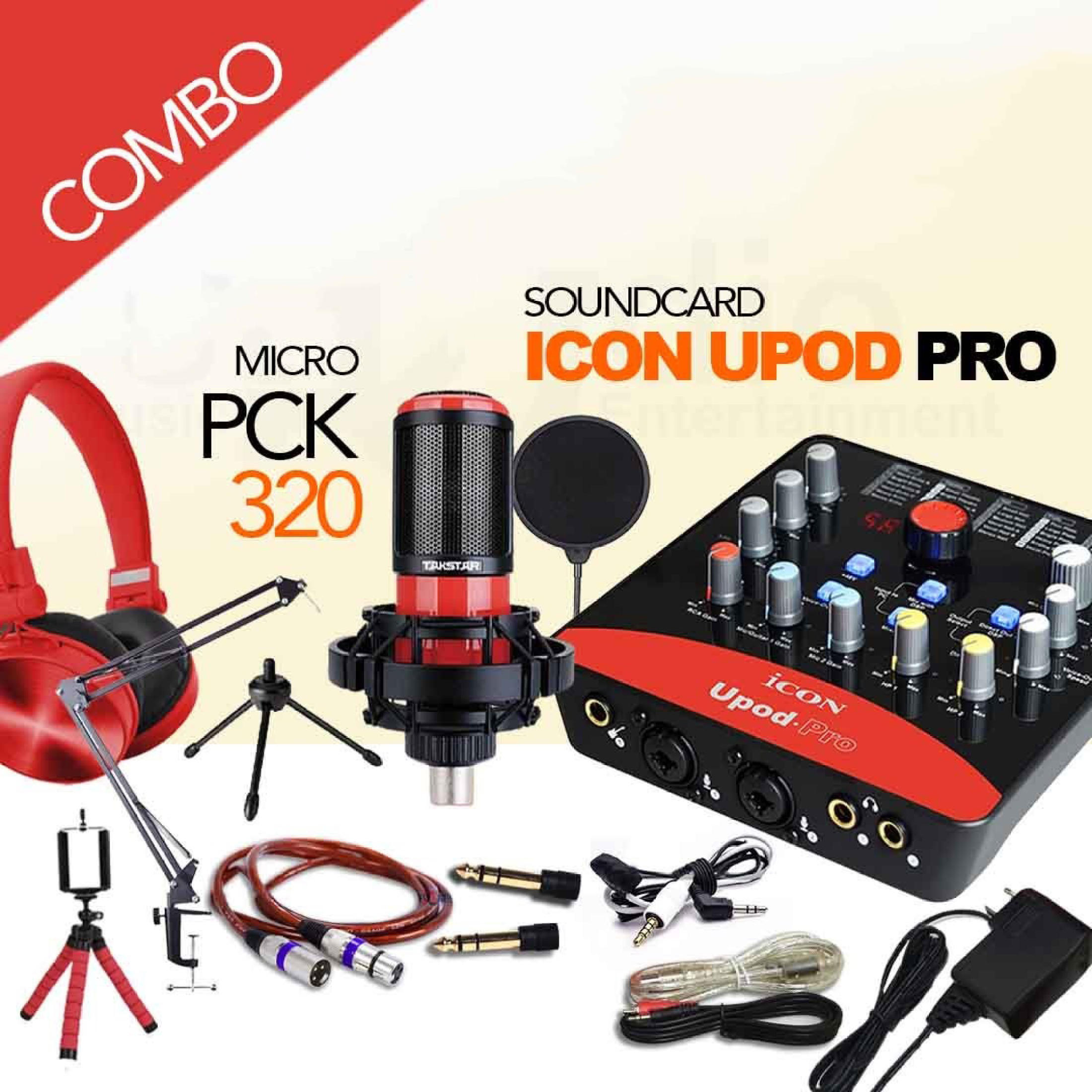 Micro Thu Âm Chuyên Nghiệp Combo Bộ Thu Âm Livestream Takstar PCK320 Soundcard Icon UpodPro Chuyên Nghiệp Cực Hay Lọc Tạp Âm Cản Âm Gió Giảm Tiếng Ồn Chống Hú Tốt Là Micro Thu Âm Hoàn Hảo Cho Streamer Tiktok Vlog