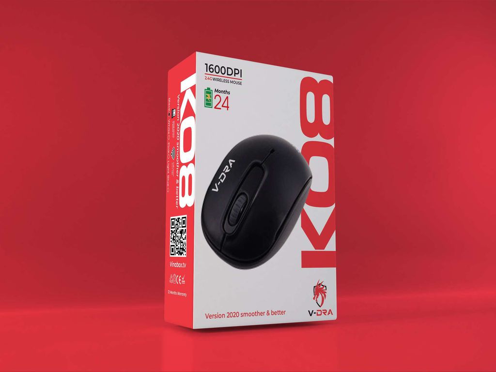 Chuột không dây vinagear v-dra k08 kèm pin theo chuột thời gian chờ 24 tháng - shop còn chuột v-dra k09 - v-dra k10