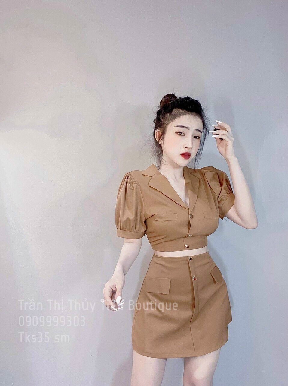 Giảm Giá Sét Bộ Công Sở Hot Trend Hàn Quốc Mới Áo Cổ Bẻ Tay Phồng Phối Chân  Váy Chữ A Sành Điệu Ttsa0768 - Beecost