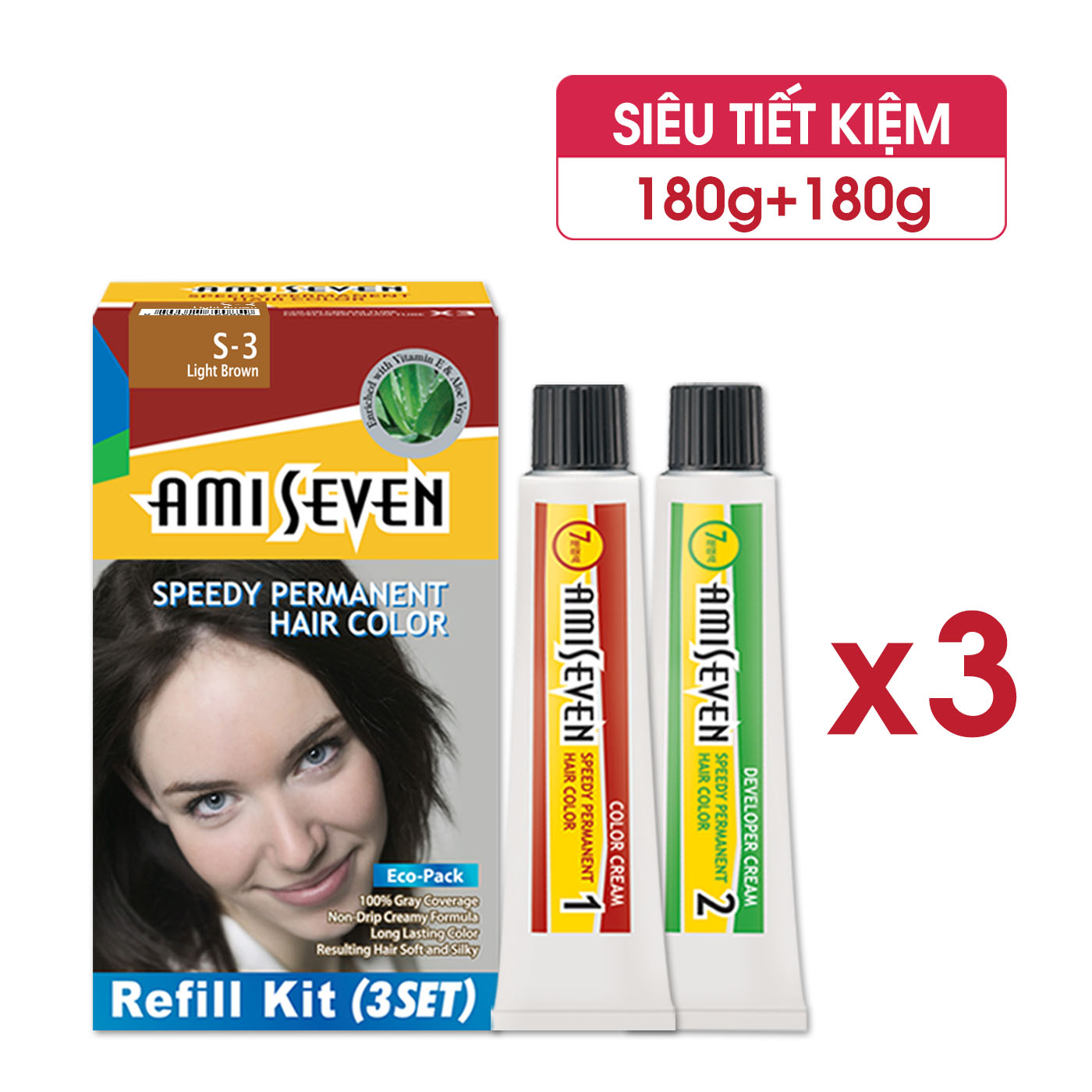 Nhuộm phủ bạc dược thảo số S3 Nâu sáng - Nhanh 7 phút