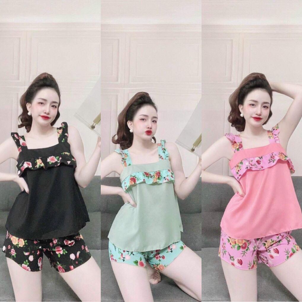 Set bộ thời trang đùi lụa 2 dây siêu dễ thương