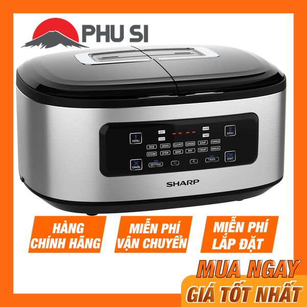 ✅nồi đôi đa năng twin cooker sharp kn-tc50vn-sl 1.8l - hàng chính hãng