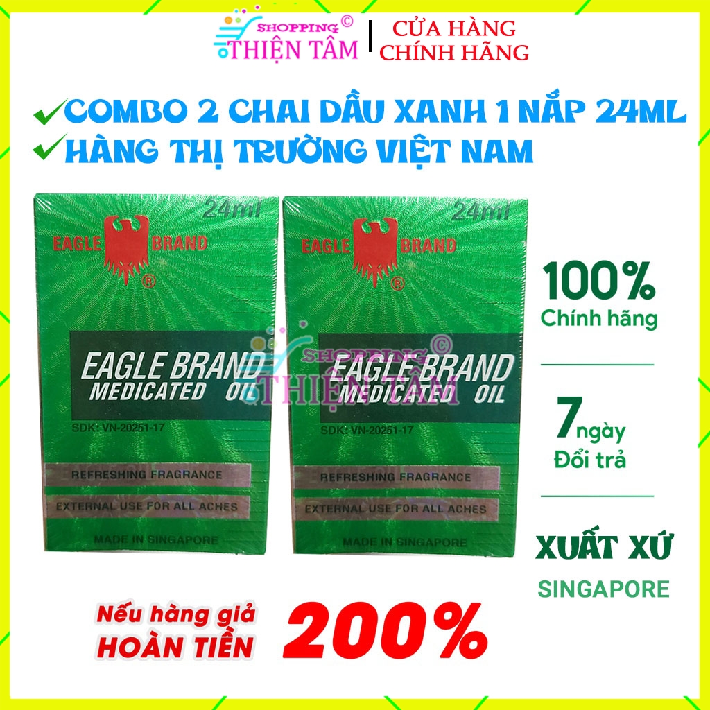 02 chai dầu xanh con ó 24ml 1 nắp hàng thị trường việt nam made in singapore