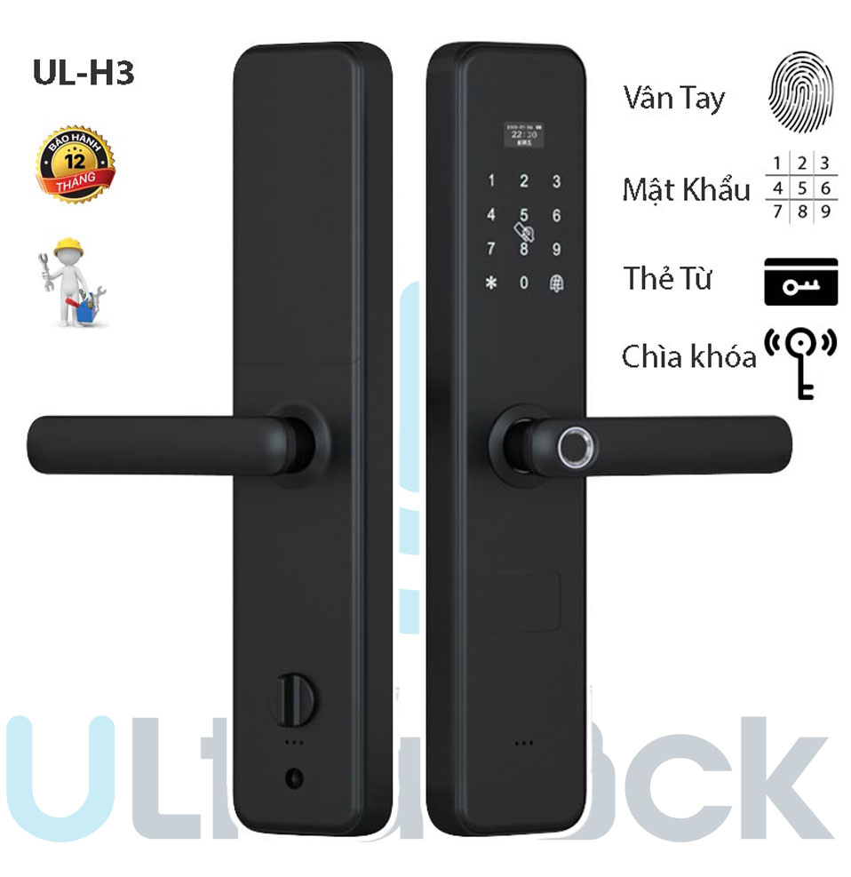 UL-H3 Khóa vân tay thông minh 4 cách mở, dùng cho cửa gỗ, cửa chống cháy, căn hộ chung cư