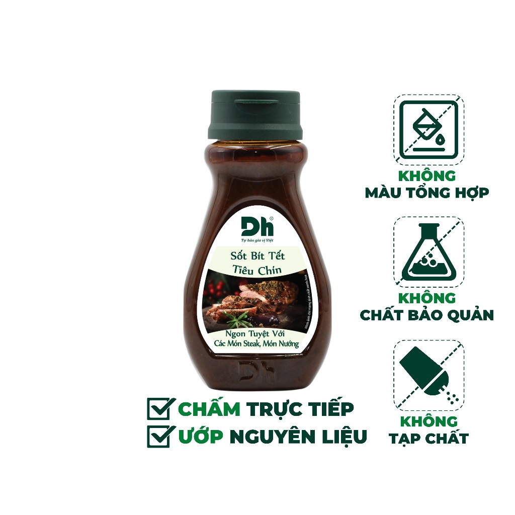 Sốt bít tết tiêu chín Dh Foods gia vị chế biến thịt nướng, các món chiên xào lọ 200gr
