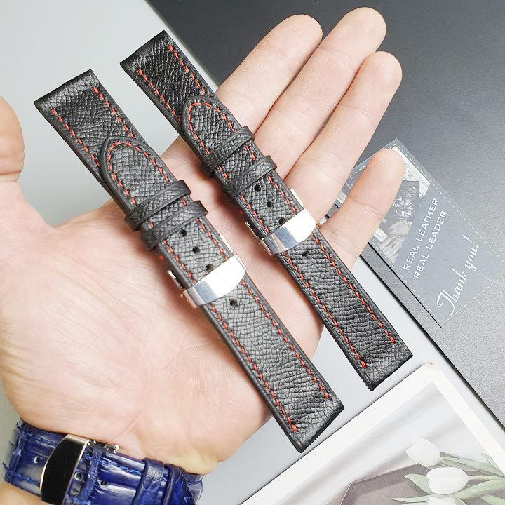 Dây đồng hồ handmade da bò thật epsom al106ld - 100% da bò thật, bh 3 năm