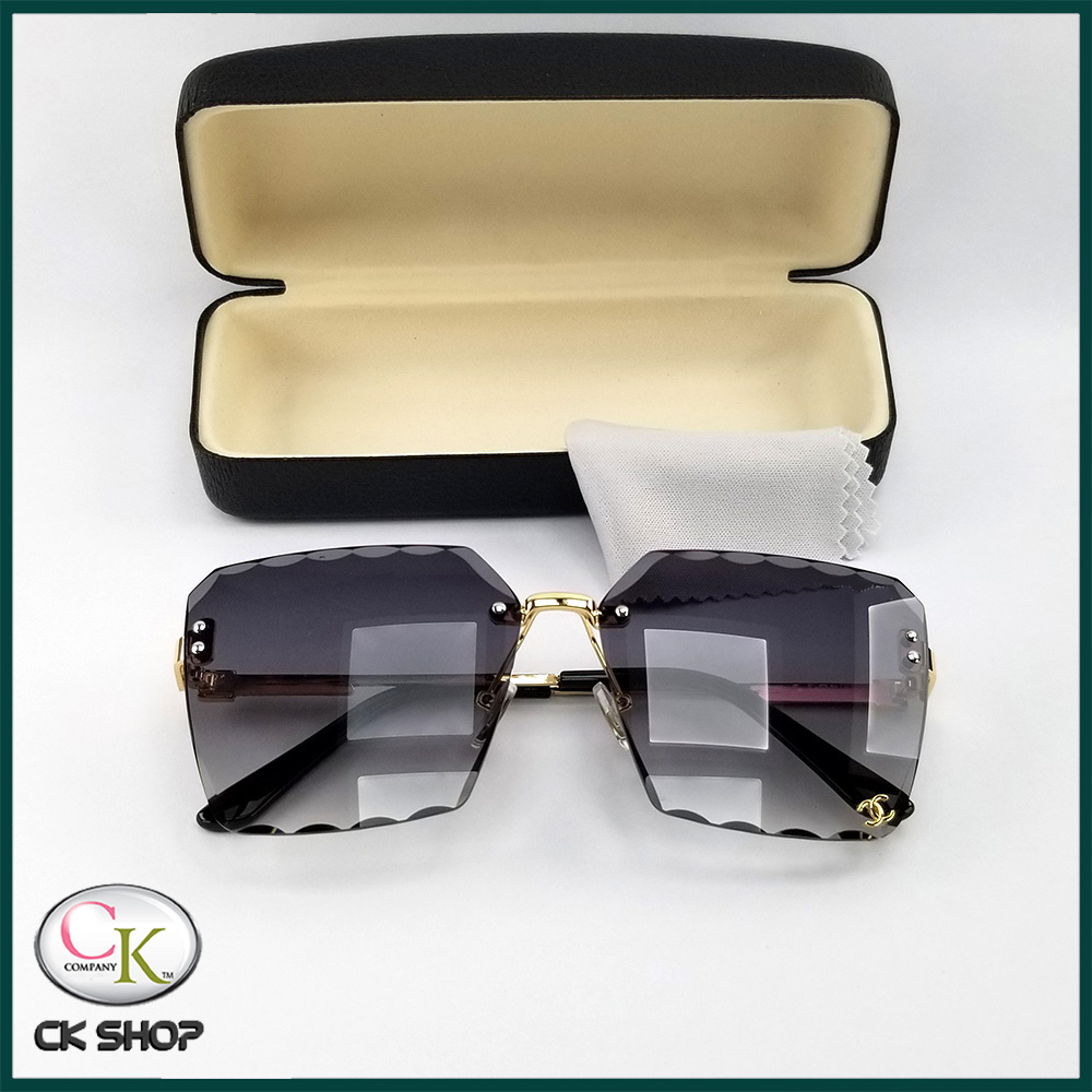 Kính râm nữ hiệu màu khói tím, form vuông sang chảnh 7K2116- Mắt kính nữ không viền thời trang mẫu mới 2021- Kính nữ đạt chuẩn UV400