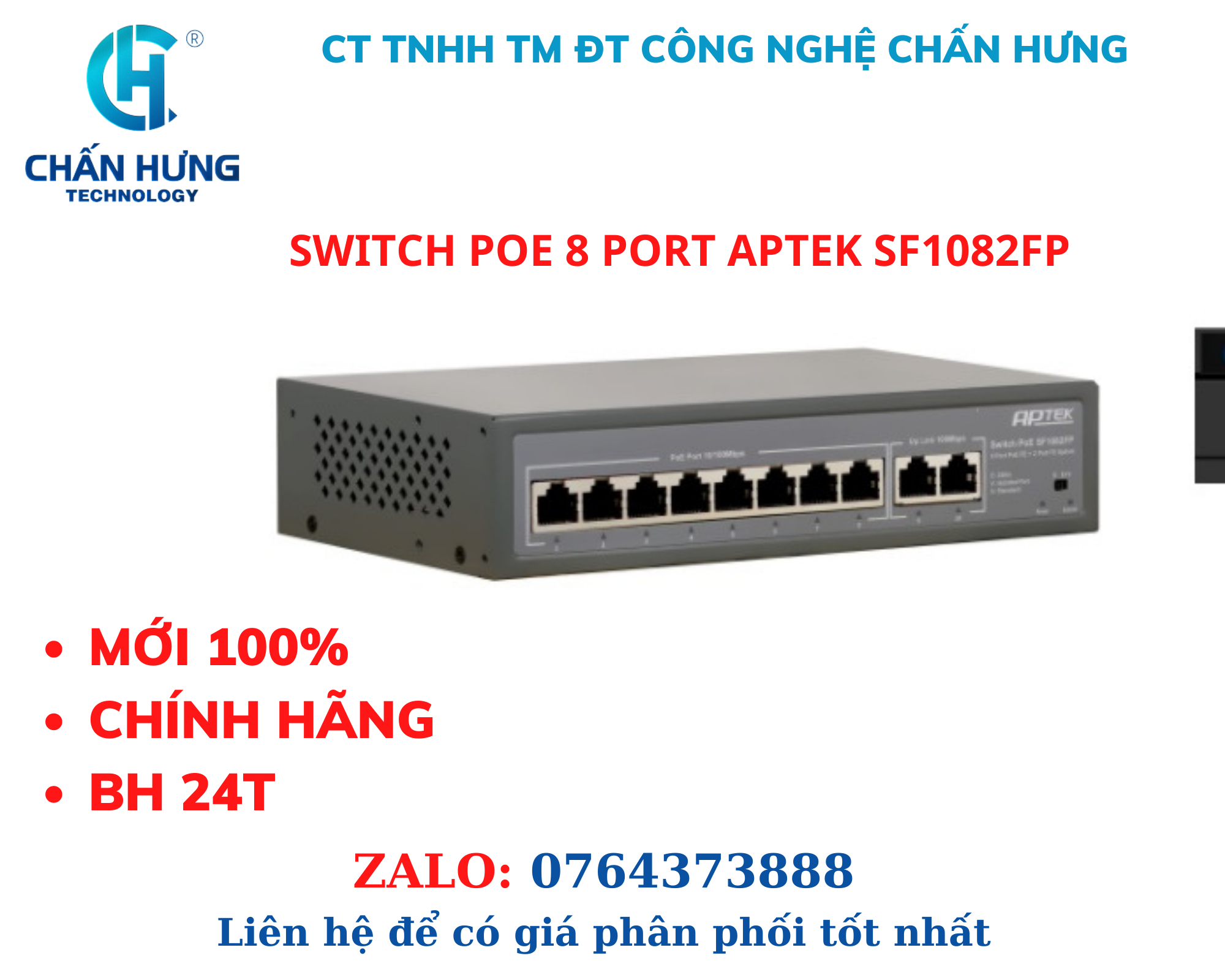 Switch poe 8 port aptek sf1082fp - hàng chính hãng